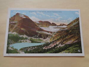 海外絵葉書　アメリカ　Grinnell Lake and Glacier, Glacier National Park. モンタナ州　グレイシャー国立公園　グリンネル湖・氷河