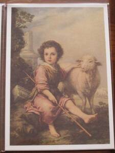 Art hand Auction Carte postale ★Murillo Enfant Christ comme Bon Pasteur★Peinture chrétienne Jésus, antique, collection, imprimé, autres