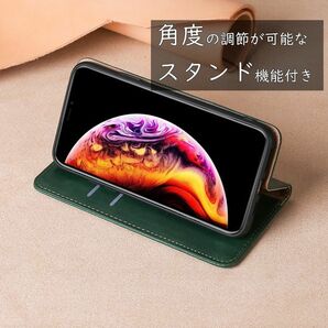 iPhone 12/12Pro用 スマホケース 新品 グリーン 手帳型 レザー 耐衝撃 アイフォン カード収納 携帯ケース 12 12Proの画像3