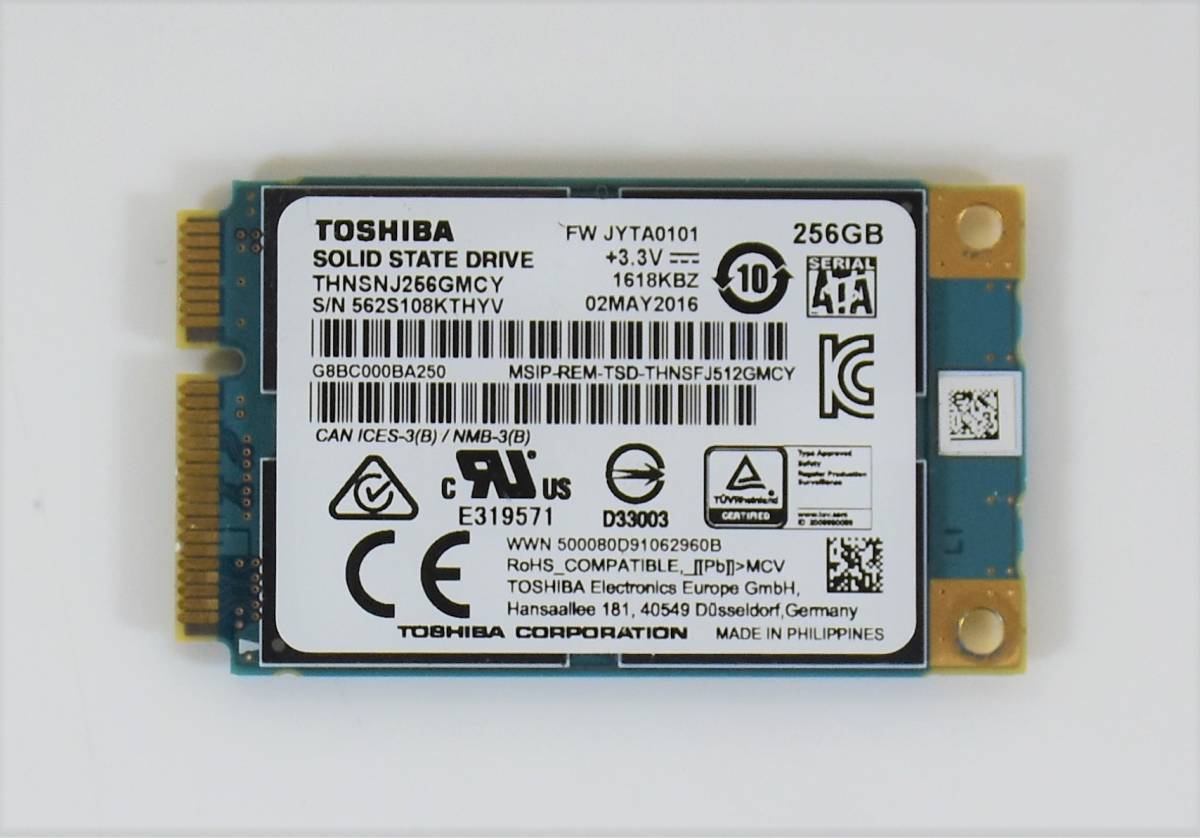 送料無料（北海道・沖縄県除く！） 【即決OK】TOSHIBA SSD 256GB mSATA 動作確認済