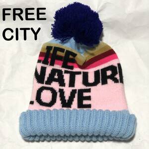 FREE CITY ニットキャップ/フリーシティ 帽子 ポンポン付/LIFE NATURE LOVE sherp hat 