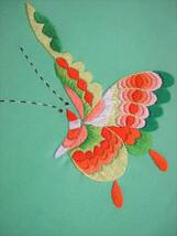 エメラルドグリーン　蝶々の総刺繍　セミアンティーク名古屋帯_画像7