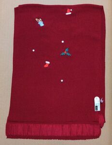 帯揚げ　帯上げ　帯あげ　刺繍　クリスマス　赤　サンタ　着物　きもの　着付け　衿秀　正絹　和想庵　ツリー　ヒイラギ　リボン