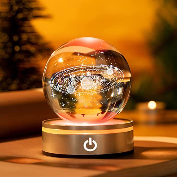 Espacio Bola de Cristal Modelo de Sistema Solar Regalo de Cumpleaños Cristal Interior Curación Multicolor Iluminación Indirecta Estatuilla de Luz Elegante Planeta Objeto Regalo, trabajos hechos a mano, interior, bienes varios, ornamento, objeto