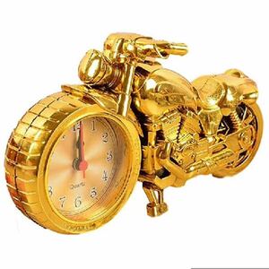 置物 目覚まし時計 ハーレー アンティーク アナログ時計 お洒落 かっこいい クラシック 人気 バイク 時計 自立式 金色 ゴールド