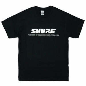 [XLサイズ]Shure（シュアー）マイクロフォン フォノカートリッジ ロック クラブ DJ ヒップホップ ロゴTシャツ ブラック