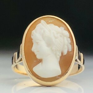 [77] K14 cameo ring on goods delicate . sculpture simple ...... no join ... dressing up #10.5 2.6g (707)