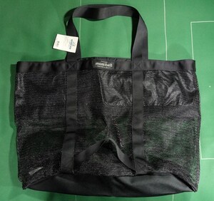 ^ Mont Bell nylon hard mesh material gear Carry mesh tote bag M black unused * tag attaching!!!^