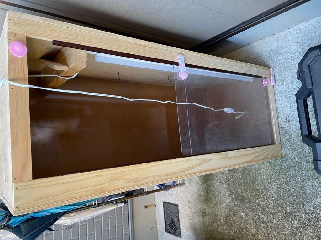 品多く 爬虫類小動物木製ケージ、アルミサッシ仕様110×800×600