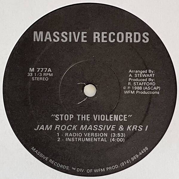 Jam Rock Massive and KRS-1 - Stop The Violence (USオリジナル/ミドル/オールドスクール)