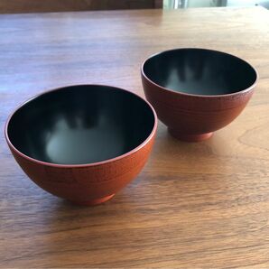 山中漆器 朱塗り 汁椀 2個セット 創作漆器 瑾齋