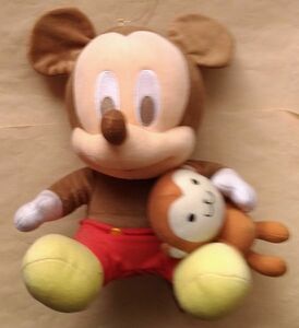 中古 ベイビーミッキーマウス ぬいぐるみ さる付 全高約30cm サル 子猿 ベビー Disney Baby Mickey Mouse ディズニーベイビー used