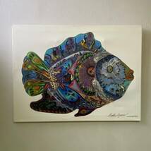 【アート ハッピー ブルー フィッシュ】マリンアート 熱帯魚 heathen Amduy Happy Blue Fish 1 of 50 60cm×80cm_画像1