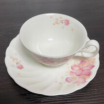 Noritake ノリタケ 9901 花柄 ピンク&ブルー ティーカップ&ソーサー ペアセット 食器 _画像4