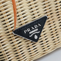 中古良品プラダPRADA ウィッカーカナパカゴバッグ　ハンドバッグウィッカー 1BG835 2EQN F0TDS ランク：A us-2 2WAY ショルダー_画像4