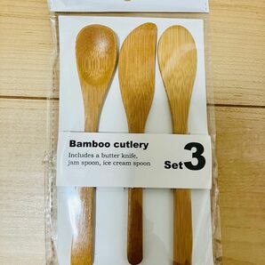 新品【3個入り】Bamboo cutlery 竹製カトラリー