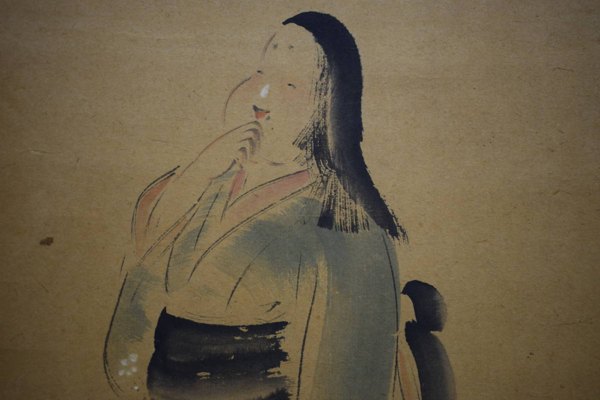 [Auténtico] // Seijo/Mujer hermosa/Imagen de la suerte/Personas/Fukuwarai/Año nuevo/Setsubun/Lanzamiento de frijoles/Pergamino colgante Hoteiya HJ-895, Cuadro, pintura japonesa, persona, Bodhisattva
