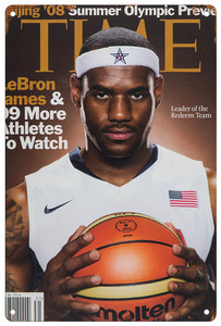 ブリキ看板【LeBron James/レブロン・ジェームズ】バスケ/NBA/ポスター/マガジン風/雑誌/インテリア/サビ風-3