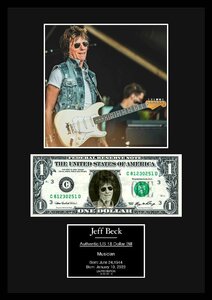 【Jeff Beck/ジェフ・ベック】ディープ・パープル/Deep Purple/ロック/バンド/写真本物USA1ドル札フレーム証明書付-1