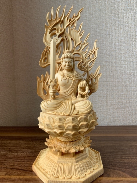安い割引 仏教美術 時代 木製 一刀彫 不動明王尊 仏像 約43㎝ 2㎏ 工芸
