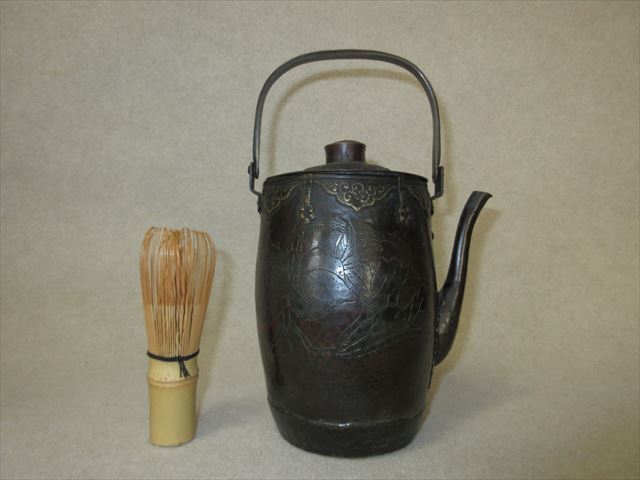 煎茶道具 青木木米 聾米造 象嵌雲鶴文 茶巾筒 時代箱 M R4301 美術品
