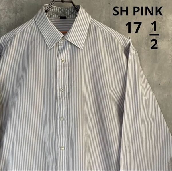 SH PINK ビッグシルエット　長袖シャツ　紫　ストライプ　XL シャツ