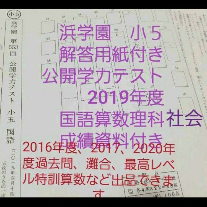 浜学園 小５ 公開学力テスト 解答用紙 成績資料 2019年度 1年分 国語