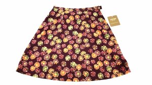 cantwo midi height total floral print skirt bordeaux color series multi floral print W63 old clothes lady's tag attaching unused goods JC-5 20230218