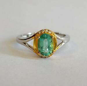  emerald ring silver 925 size adjustment possibility ring Power Stone natural silver ring 