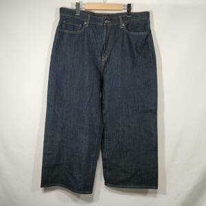 ユニクロ UNIQLO ハイライズワイドジーンズ デニム 221-406355 パンツ 36 インディゴブルー レディース 中古 /DO