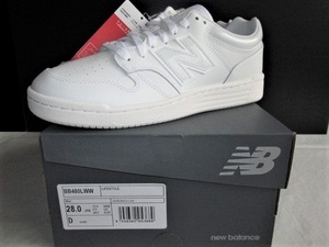 ★新品 2022年 new balance ニューバランス BB480L WW US10 28cm D(やや細い) WHITE 白 80年代のバスケシューズのローカットバージョン★