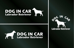 犬のステッカー 『DOG IN CAR』 ラブラドールレトリーバー 3枚組 DOG 犬 シール ラブラドールレトリバー ラブラドール