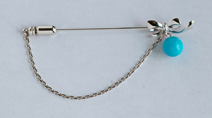 SV925 turquoise (8.0mm) pin brooch [ Ribon ] motif 