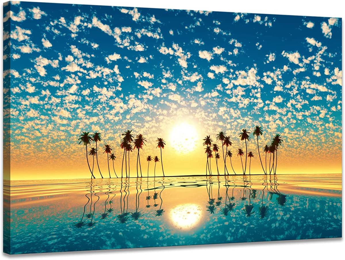 Sea Art Panel Wall Hanging Canvas Painting New Modern Art Picture Canvas Painting 30x40cm Palm Tree Coast Sun Good Luck Interior Art Poster, artwork, painting, others