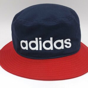 ■【YS-1】 アディダス Adidas ハット 帽子 ■ 状態良好 ■ サイズ・58cm ■ ネイビー 紺系 × レッド 赤系 綿100% ■【同梱可能商品】■Aの画像1