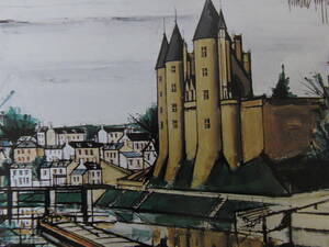 ベルナール・ビュッフェ「Chateau de Josselin」希少画集の額装画、人気作品、オーダーマット付・日本製新品額入り、Bernard Buffet