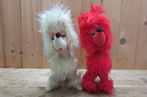  prompt decision retro * poodle. soft toy * red / white *. white *2 pcs set * Dream petsu? Manufacturers unknown * details unknown * animal dog pet collection toy 