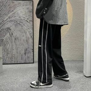 メンズ パンツ ズボン スポーツウエア サイドライン 大きいサイズ ウエストゴム 春秋 薄手 ゆったりメンズファッションJPAS070(2色S-3XL)