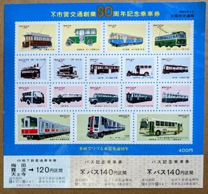 記念切符 大阪市交通局 市営交通創業80周年 記念乗車券 昭和58年9月