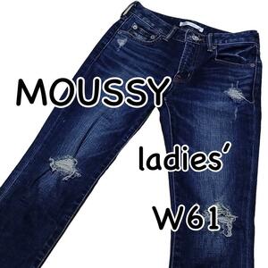 MOUSSY マウジー CROPPED CRASH SKINNY W23 ウエスト61cm ダメージ加工 used加工 ストレッチ 010CSA12-3400 レディース ジーンズ M1716