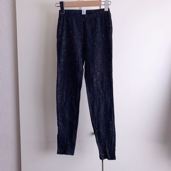 レギンス GAP kids ブラック シルバーラメ柄