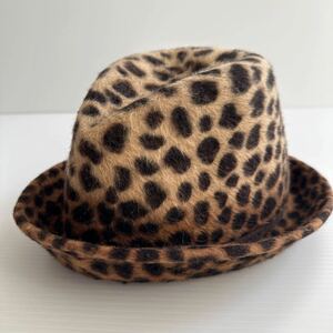 中折れ帽 小さめ 56〜57cm位 ヒョウ柄 帽子 クロッシェ ソフト ハット KOKIN NEWYORK ビンテージ Vogue soft hat 女優系 モデル系 5回使用