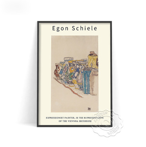 G1527 エゴン・シーレ Egon Schiele 絵画プリントポスター キャンバスアートポスター 50×70cm 海外製 インテリア アート 枠なし G