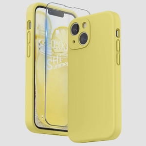 送料無料★SURPHY iPhone13 mini ケース シリコン 5.4インチ対応 耐衝撃 超軽量 全面保護(イエロー)