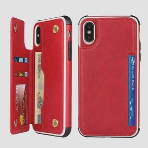 送料無料★Sailortech iPhone Xs Max 背面ケース 手帳型 縄掛け 高級PUレザー 多機能 (赤)
