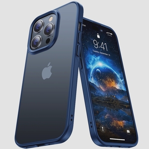 送料無料★CASEKOO iPhone 14 Pro Max ケース 耐衝撃 指紋防止 ワイヤレス充電(マットブルー)