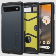 送料無料★Spigen Pixel6a ケース 耐衝撃 スタンド付き スマホスタンド カメラ保護 傷防止 (メタル・スレート)_画像1