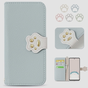送料無料★ネコ手 Galaxy A53 5G 手帳型 スマホケース レディース人気 猫 カード収納 スタンド機能付 (ブルー)