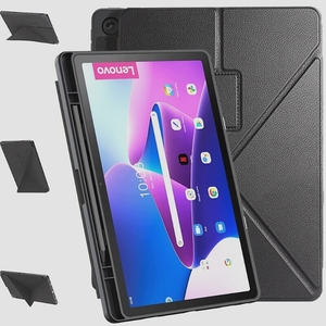 送料無料★SANDATE Lenovo Tab M10 Plus ケース 10.6インチ スタンド機能付き 耐衝撃(Black)