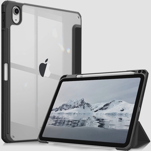 送料無料★Fintie iPad 第10世代 ケース 10.9 インチ 透明バックカバー 三つ折スタンド（1ブラック）